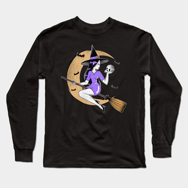 Witch Halloween Long Sleeve T-Shirt by Ash&Aim Tees